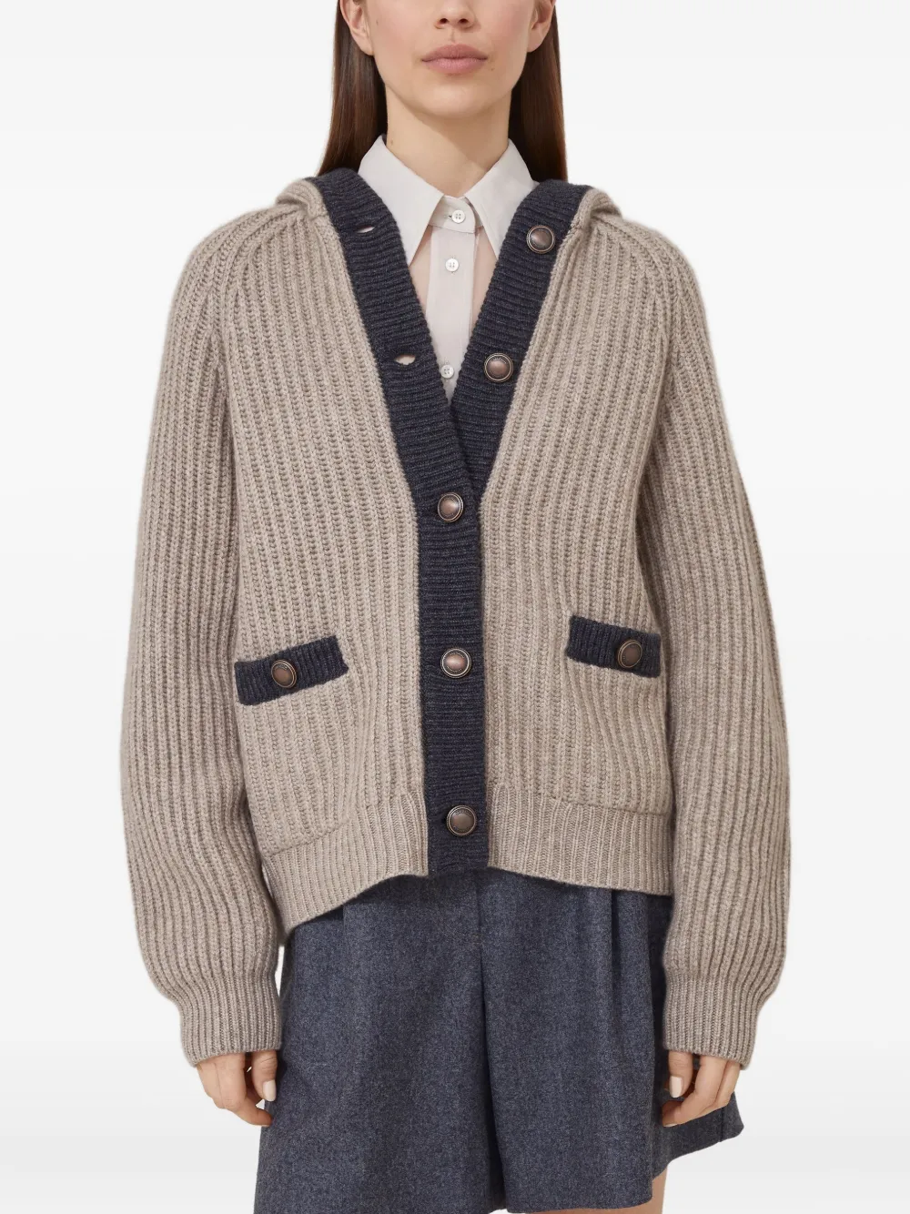 Brunello Cucinelli Kasjmier vest met veren Beige