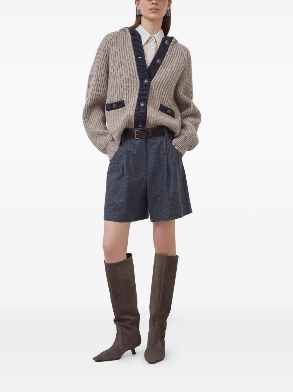 Brunello Cucinelli Kasjmier vest met veren Beige
