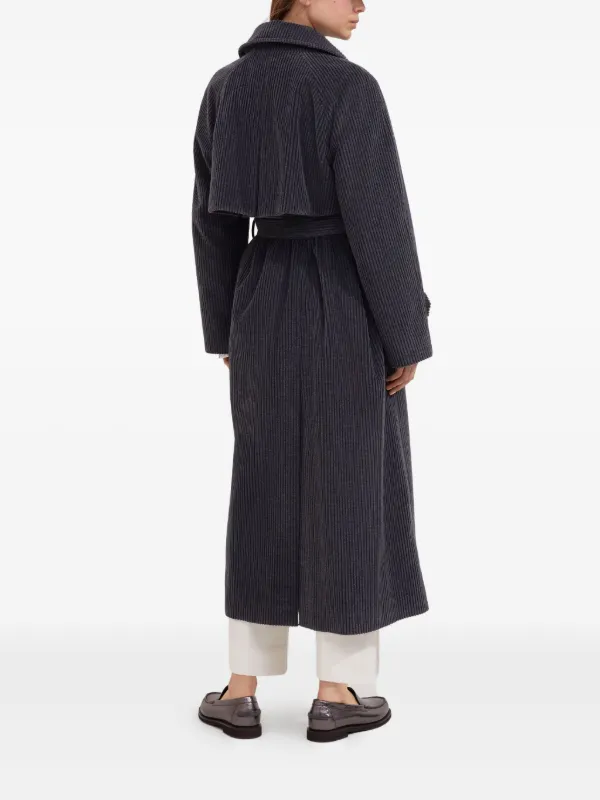 Brunello Cucinelli Corduroy Belted Trench Coat Blue FARFETCH IN - Main Image