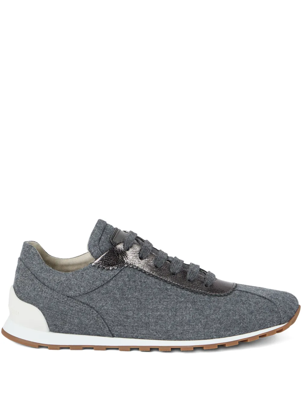 Brunello Cucinelli wool leather sneakers Grey