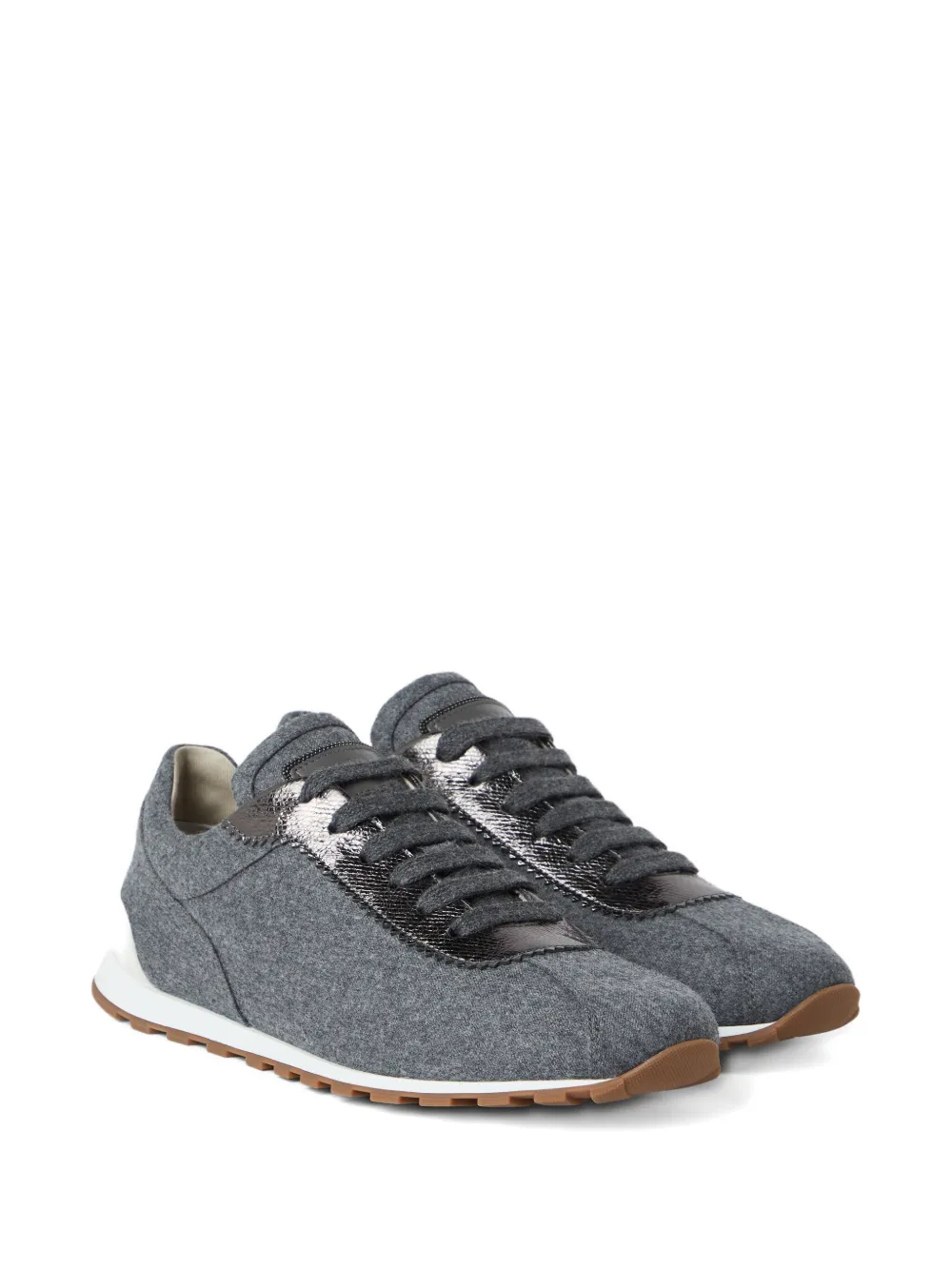 Brunello Cucinelli wool leather sneakers Grey