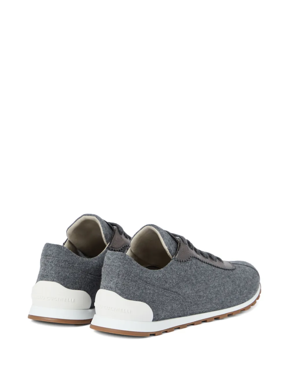 Brunello Cucinelli wool leather sneakers Grey