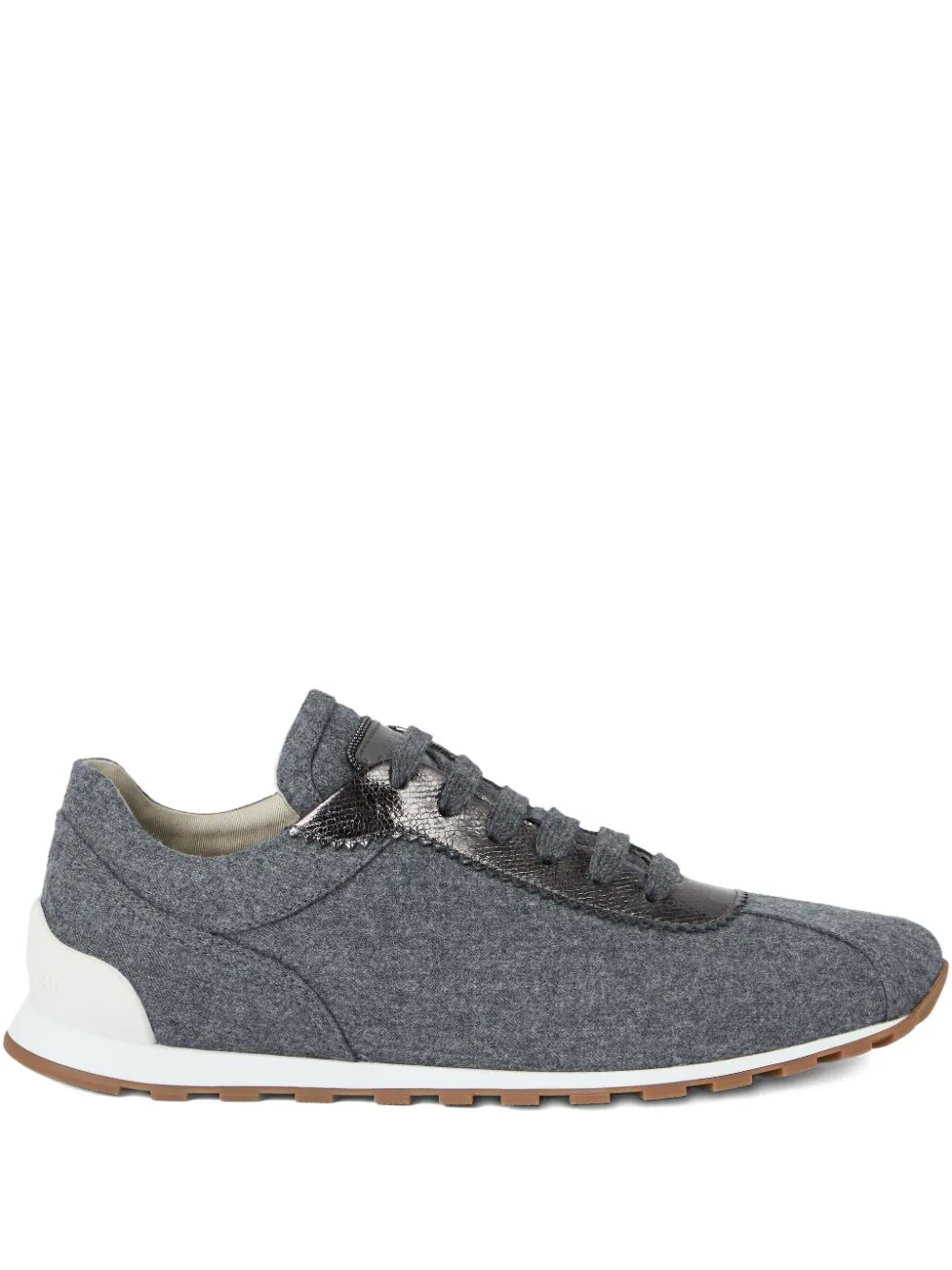 Brunello Cucinelli wool leather sneakers - Grigio