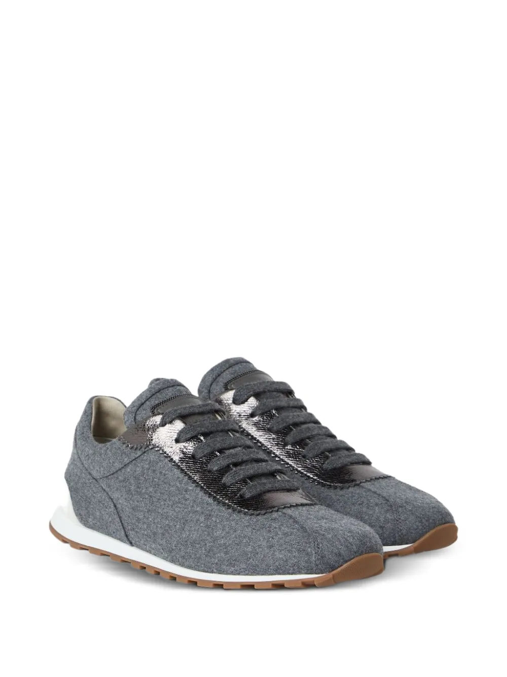  Brunello Cucinelli Wool Leather Sneakers - Grey 