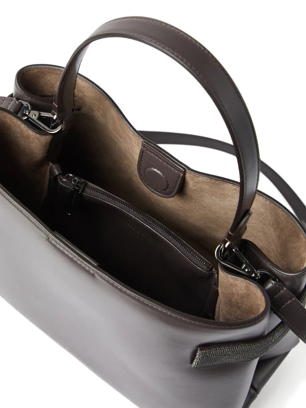 Brunello Cucinelli Essence leather tote bag Bruin