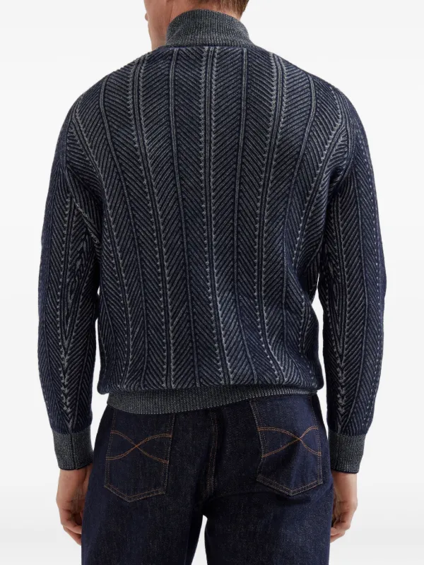 Brunello Cucinelli ジップアップ カシミアセーター | ブルー