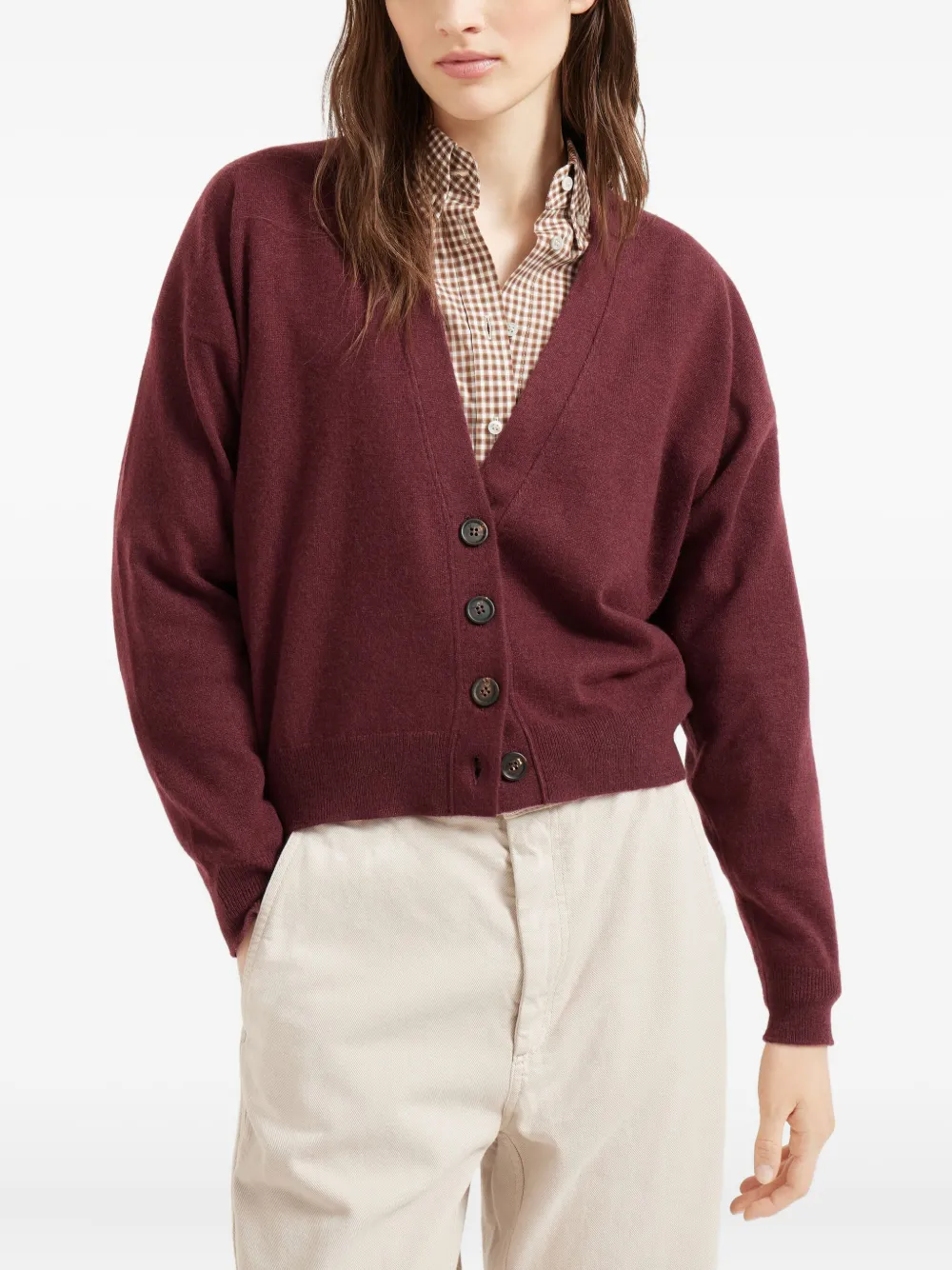 Brunello Cucinelli button-front cashmere cardigan Rood