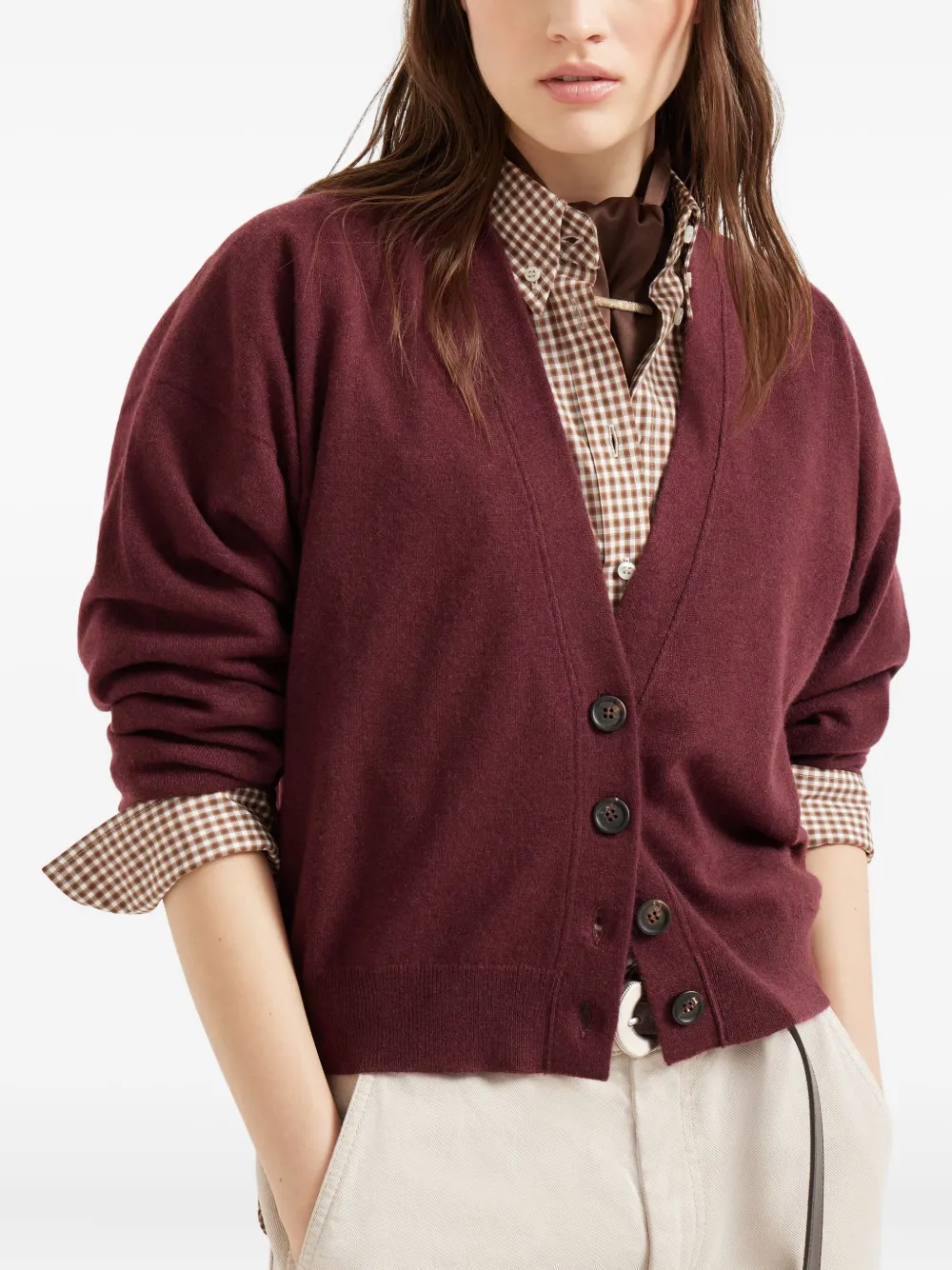 Brunello Cucinelli button-front cashmere cardigan Rood