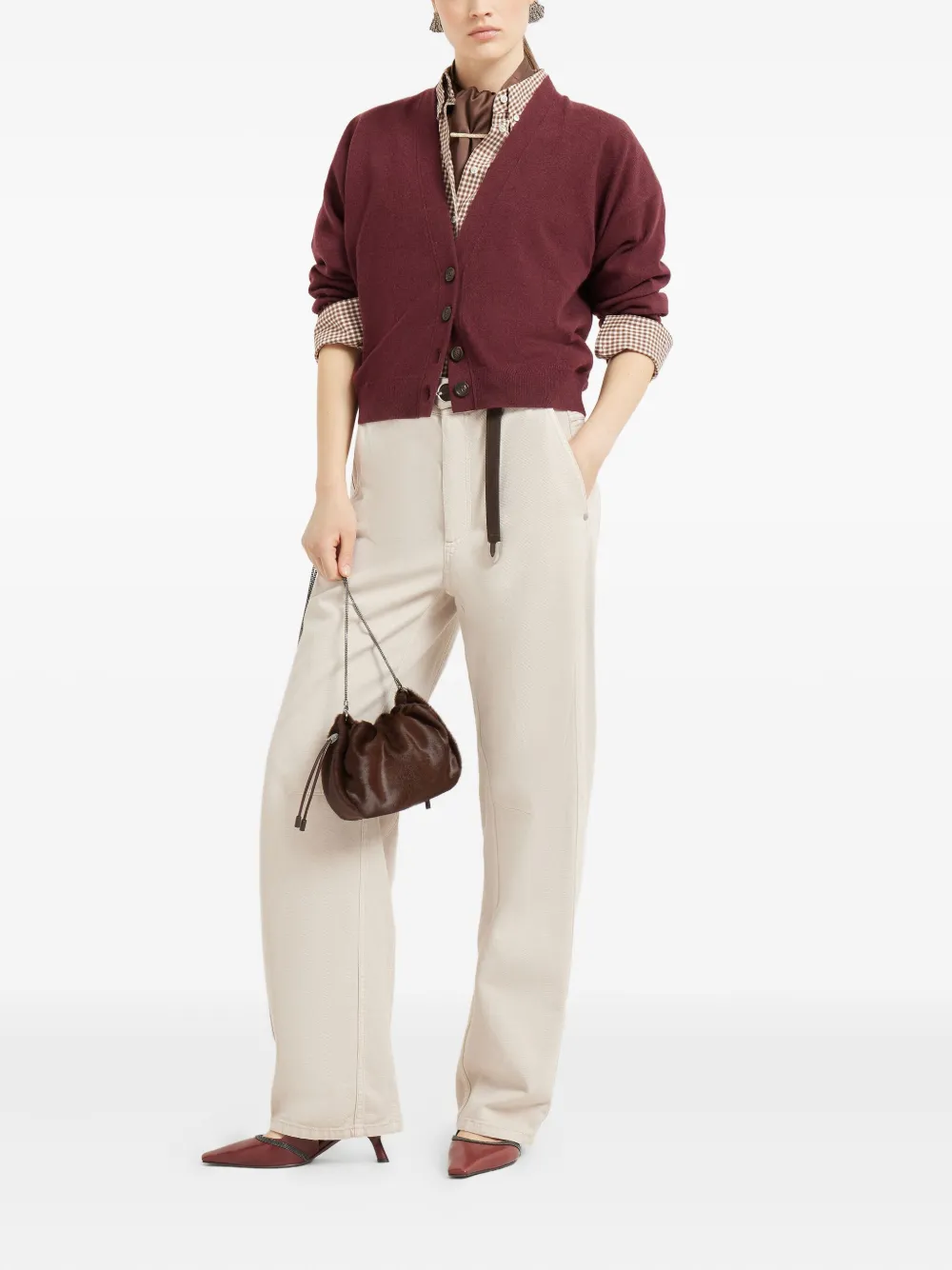 Brunello Cucinelli button-front cashmere cardigan Rood