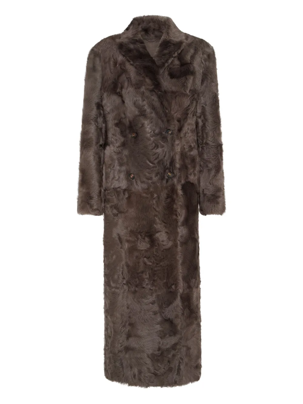 Brunello Cucinelli double-breasted lamb fur coat | Brown | Image 1