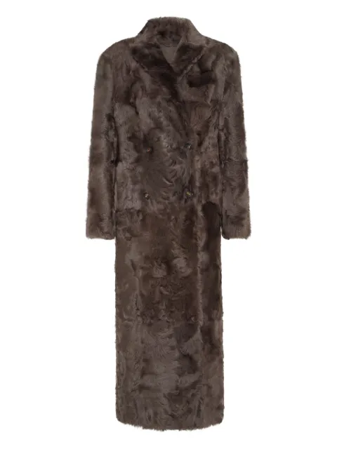 Brunello Cucinelli double-breasted lamb fur coat