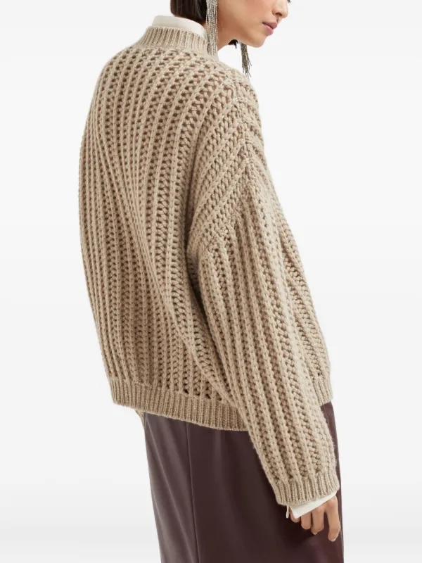 【関税&送料込】Brunello Cucinelli Cashmere Rustic Beige Sca Cashmere and wool-blend sweater in beige - Brunello