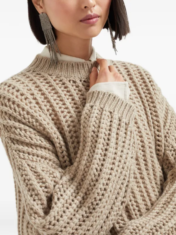 【イタリア製】BRUNELLO CUCINELLI CASHMERE ニット Brunello Cucinelli chunky-knit Cashmere Sweater | Brown