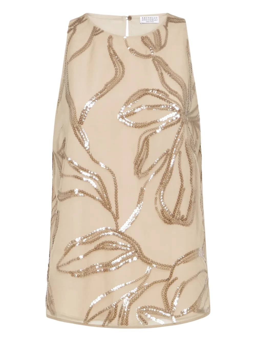 Brunello Cucinelli floral sequin top Beige