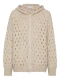 Brunello Cucinelli hooded hole-detail cardigan - Neutrals