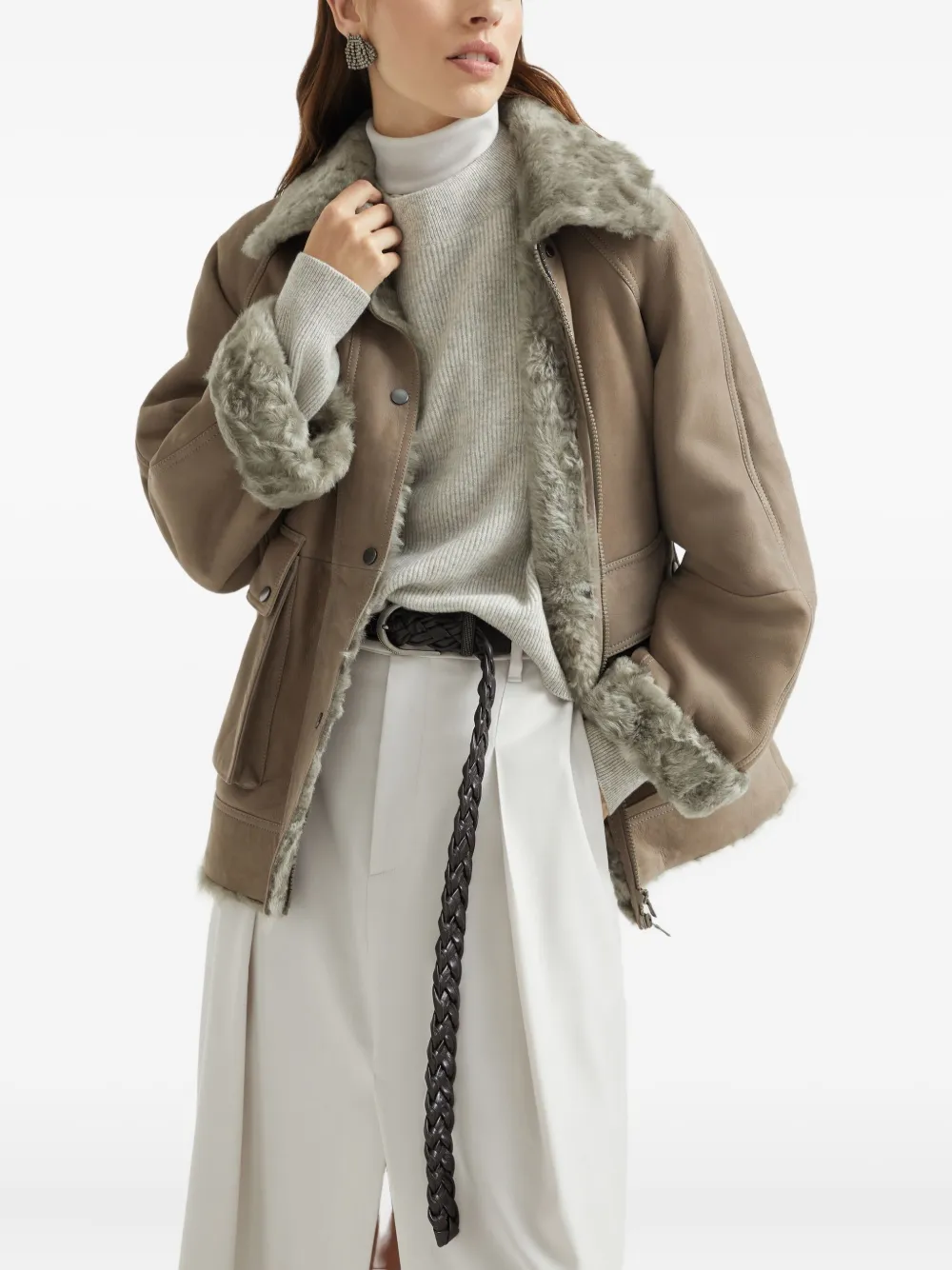 Brunello Cucinelli Bomberjack met rits Bruin