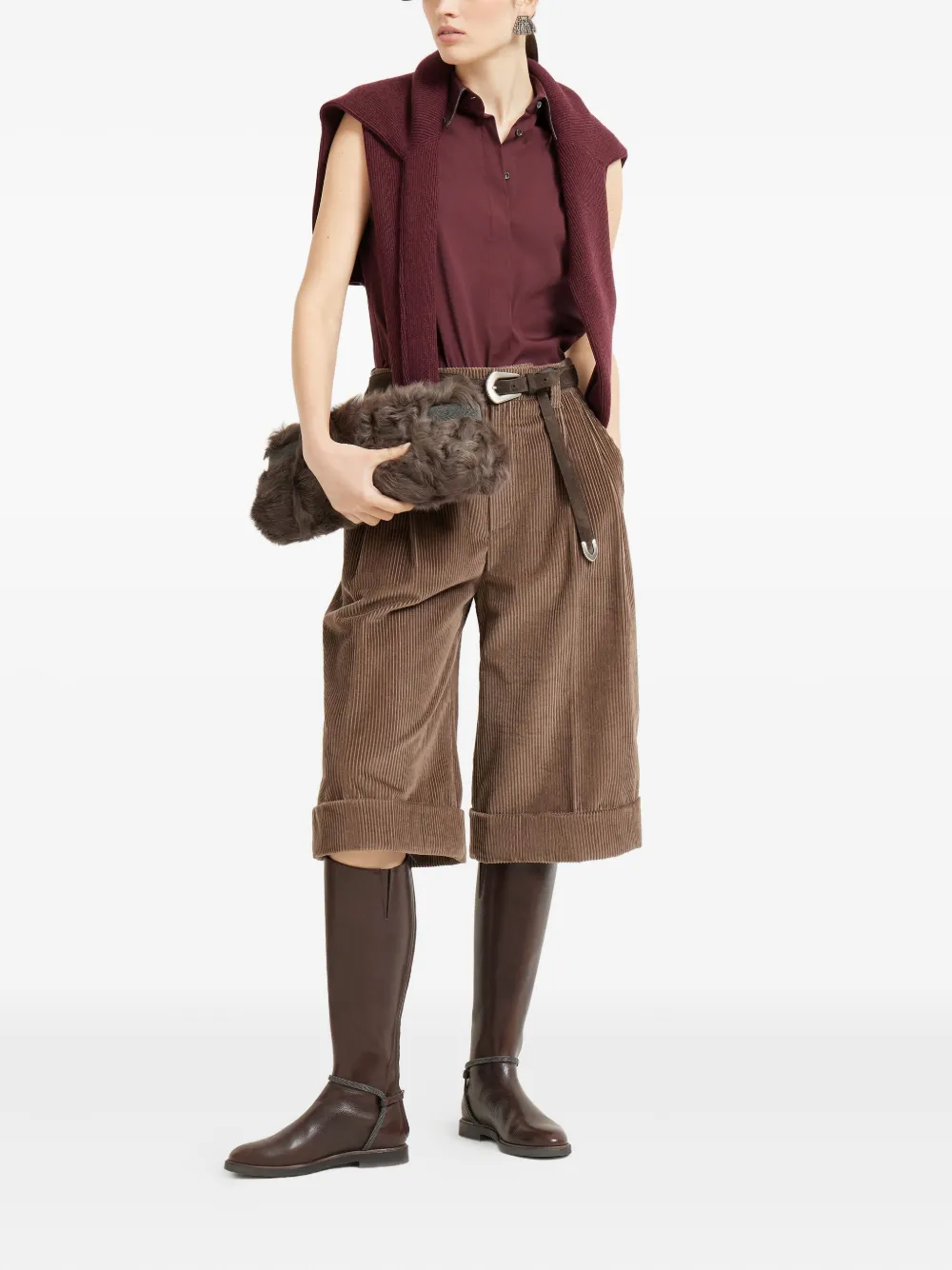 Brunello Cucinelli sleeveless poplin shirt Rood