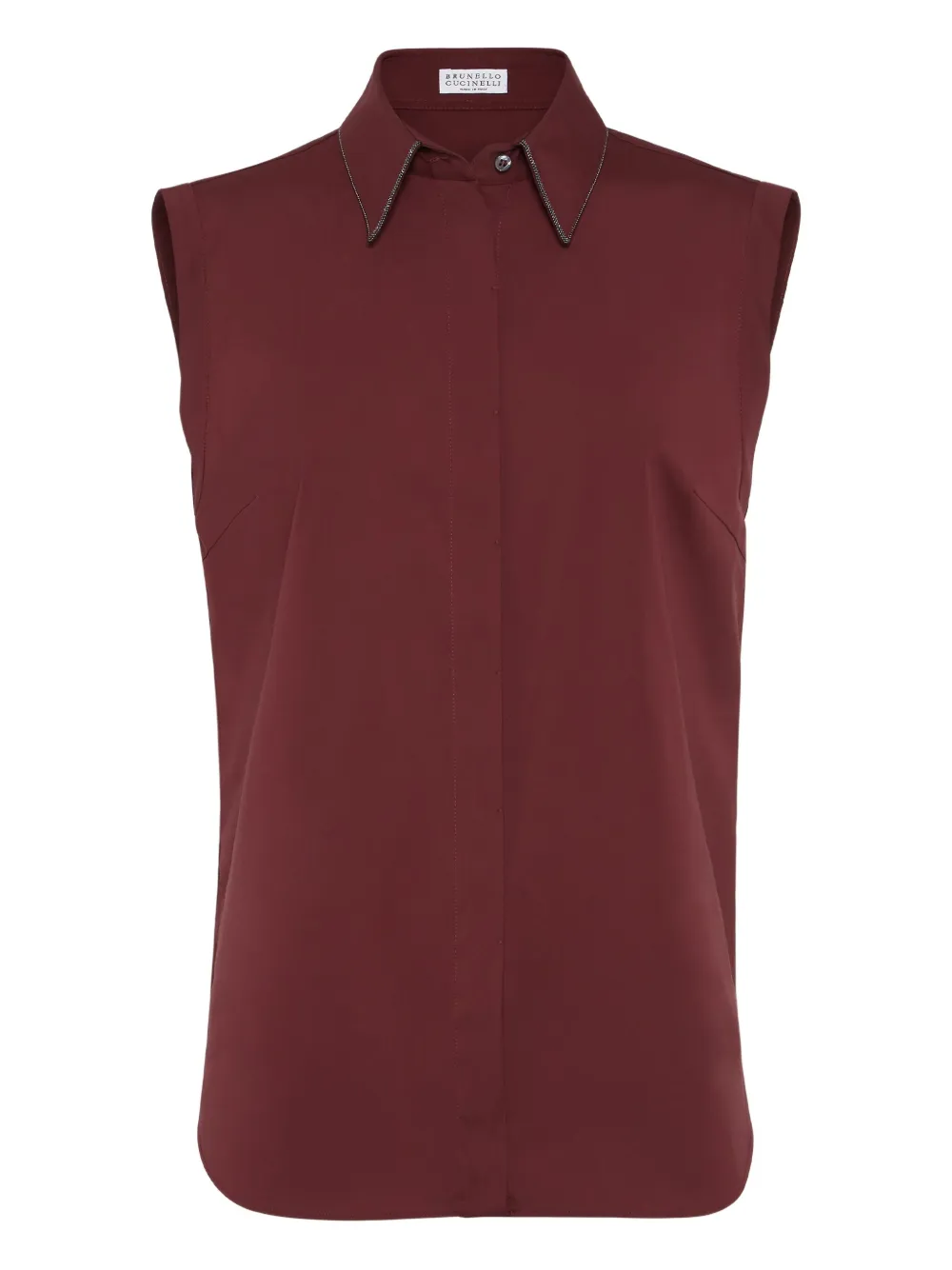 Brunello Cucinelli sleeveless poplin shirt Rood