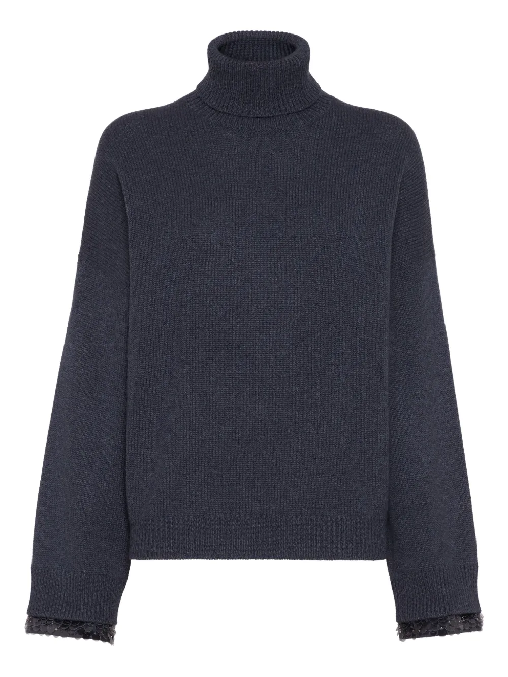 Brunello Cucinelli sequin-embellished turtleneck sweater Blauw