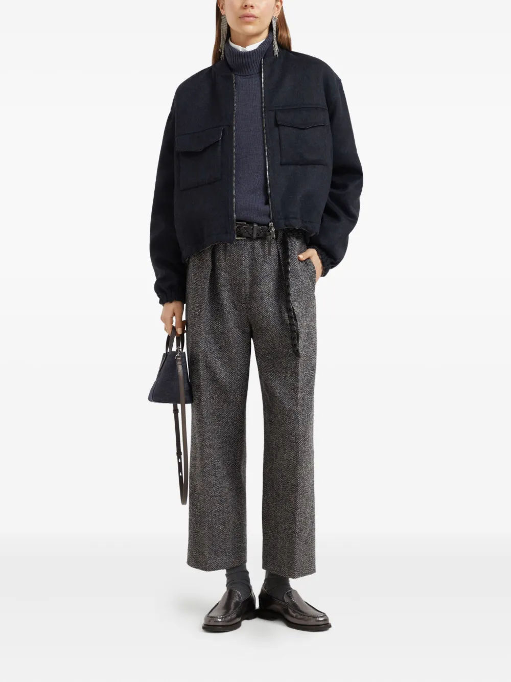 Brunello Cucinelli sequin-embellished turtleneck sweater Blauw