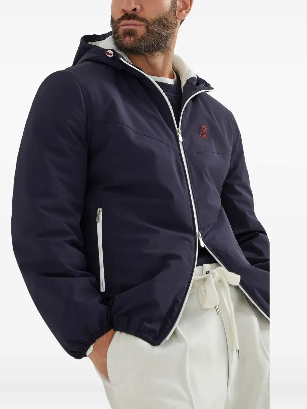 Brunello Cucinelli Bomberjack met rits Blauw
