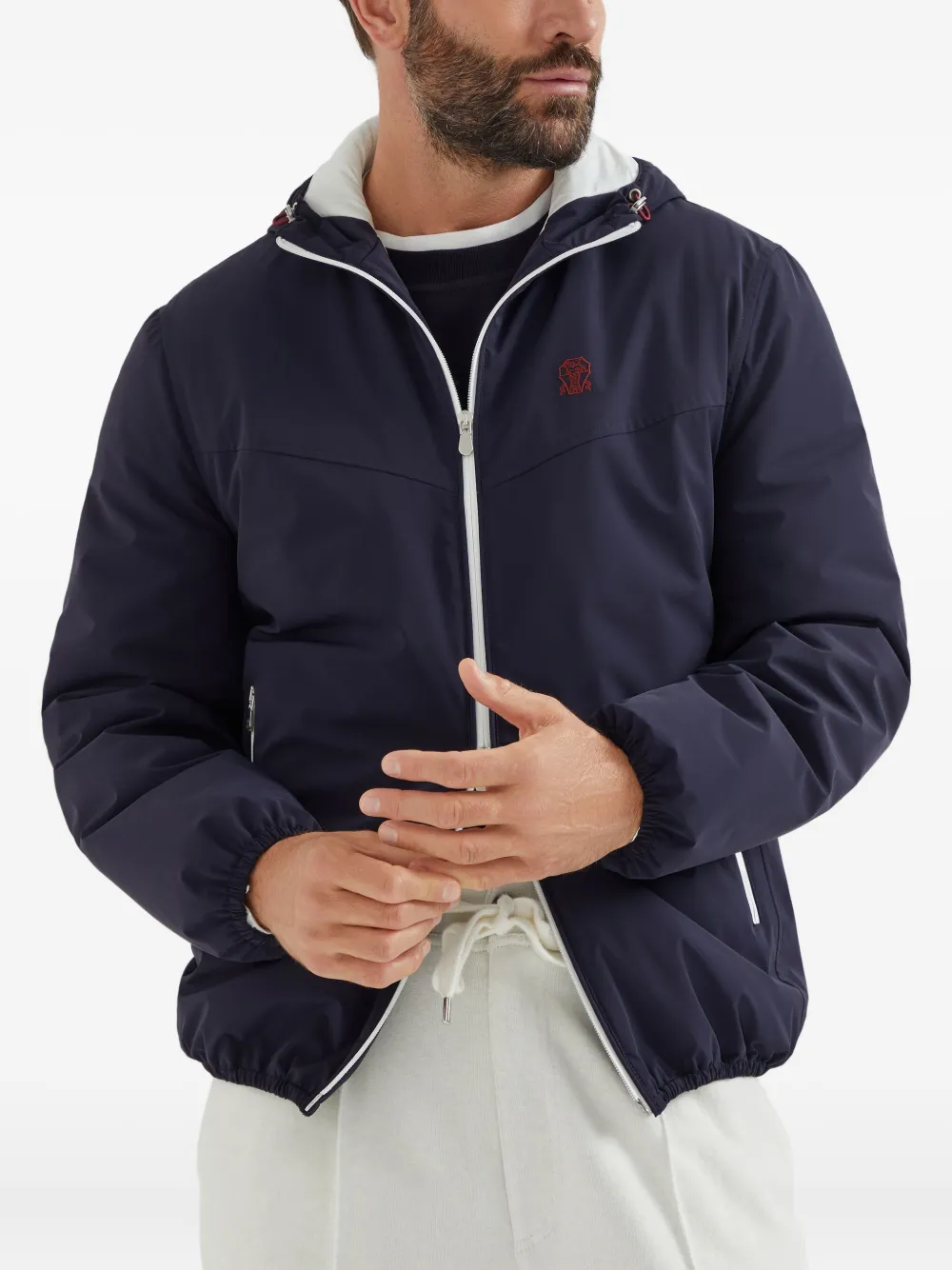 Brunello Cucinelli Bomberjack met rits Blauw