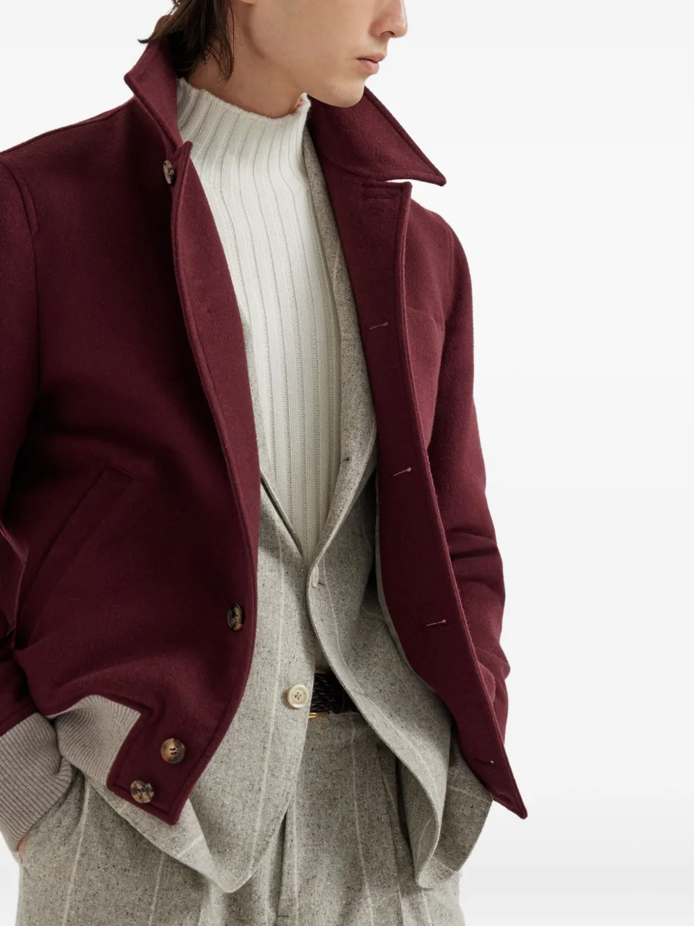 Brunello Cucinelli Jack van wolblend Rood