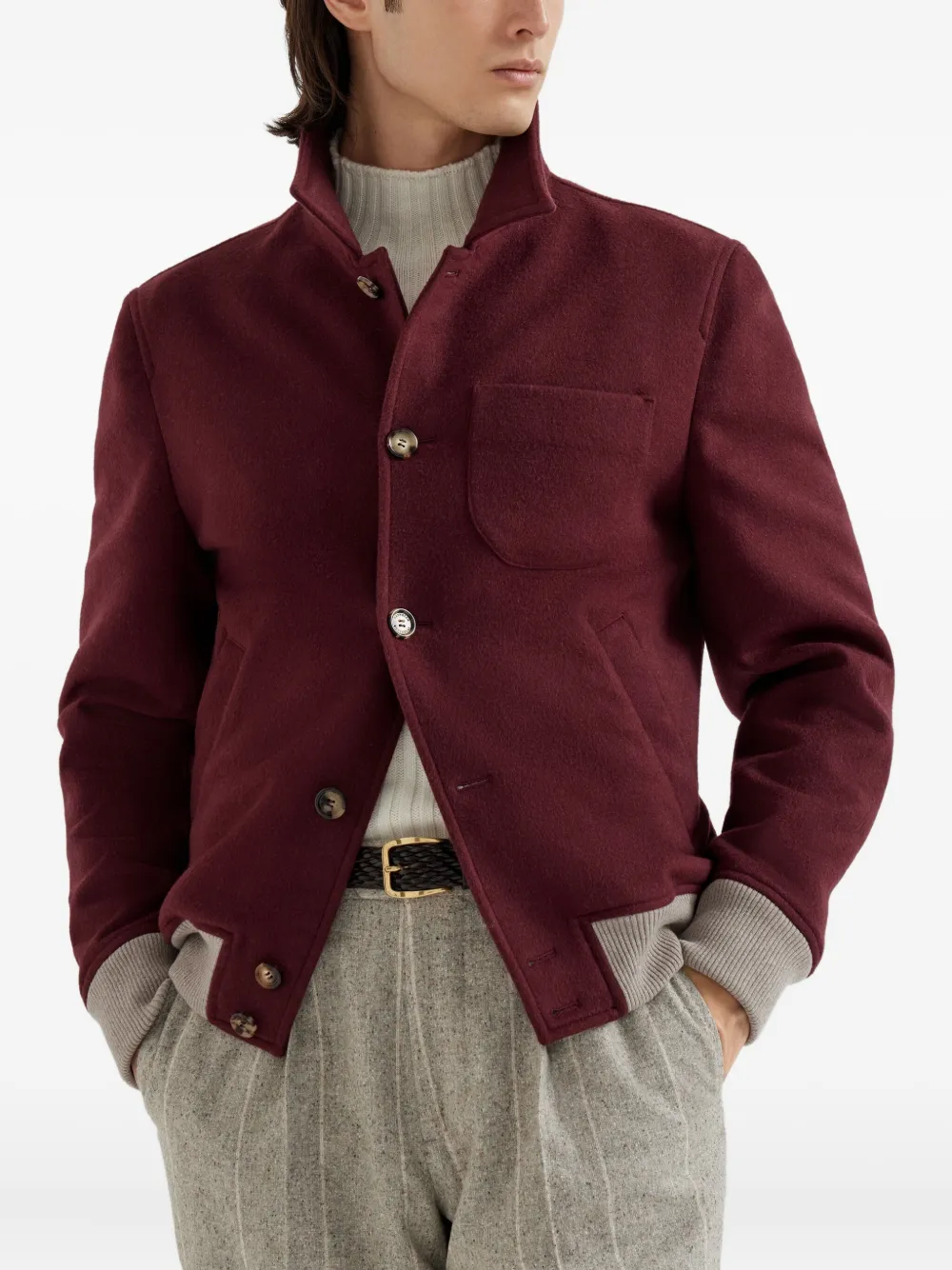 Brunello Cucinelli Jack van wolblend Rood