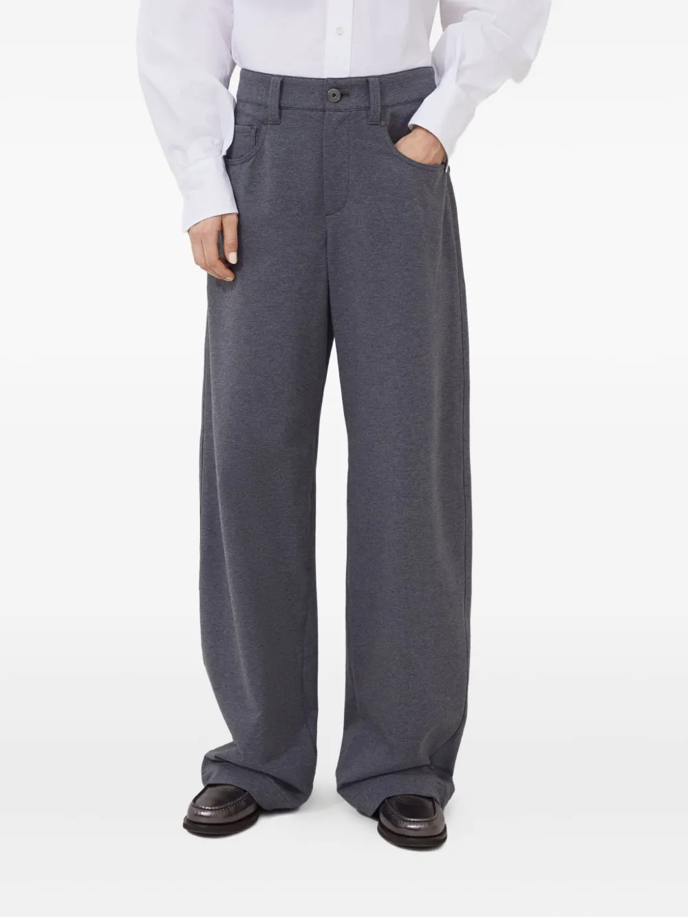 Brunello Cucinelli Broek van stretch-katoen met zakdetail Grijs