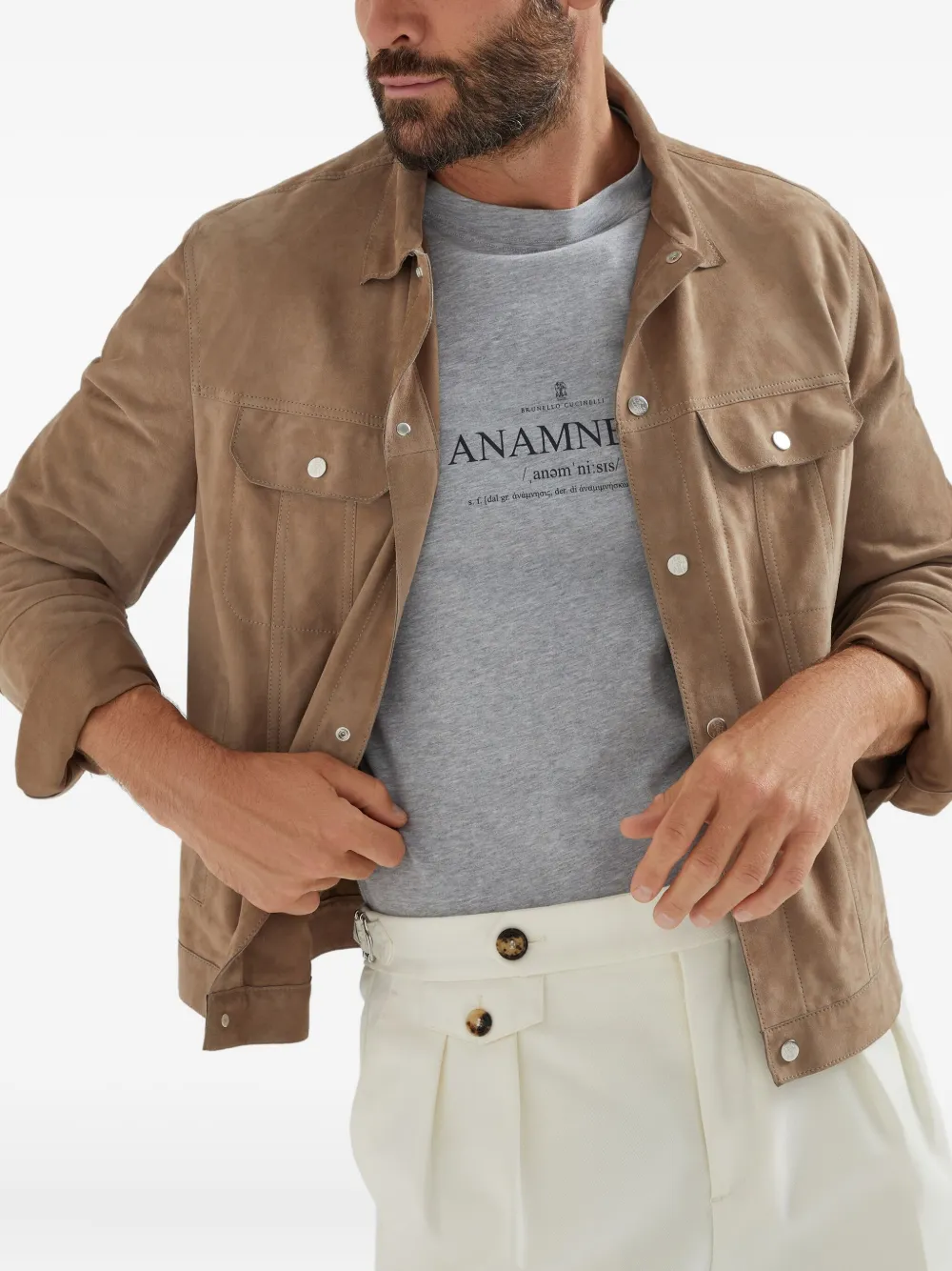 Brunello Cucinelli T-shirt met grafische print Grijs