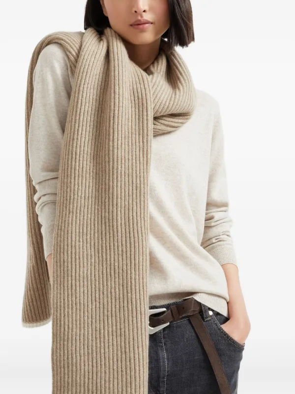 Brunello Cucinelli Ribbed Scarf | Neutrals | FARFETCH JO