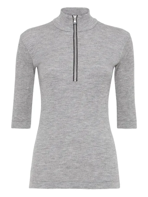 Brunello Cucinelli ribbed zip-neck top