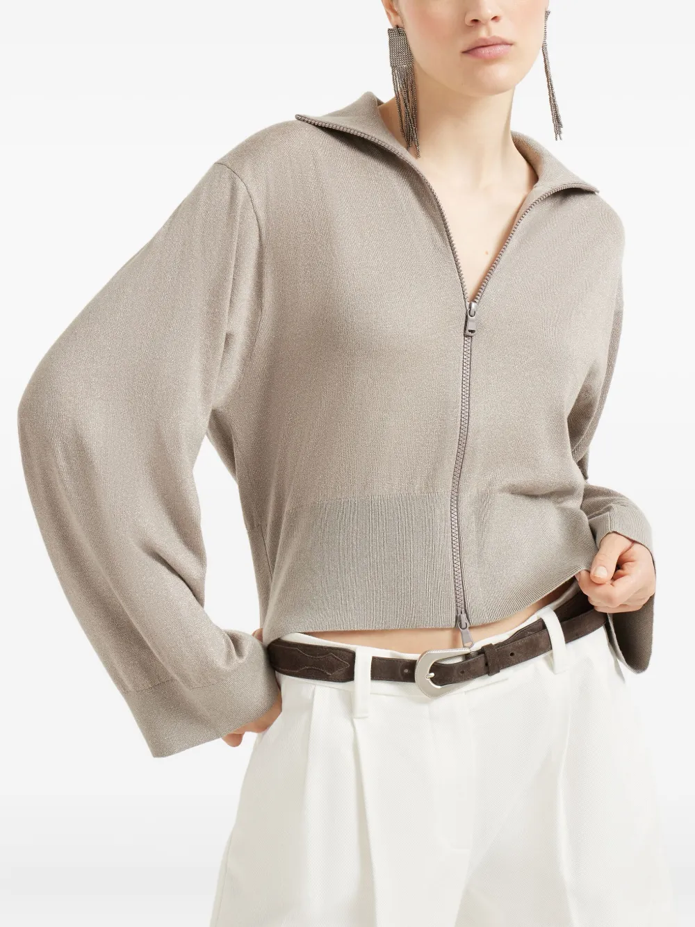 Brunello Cucinelli zip-front cardigan Beige