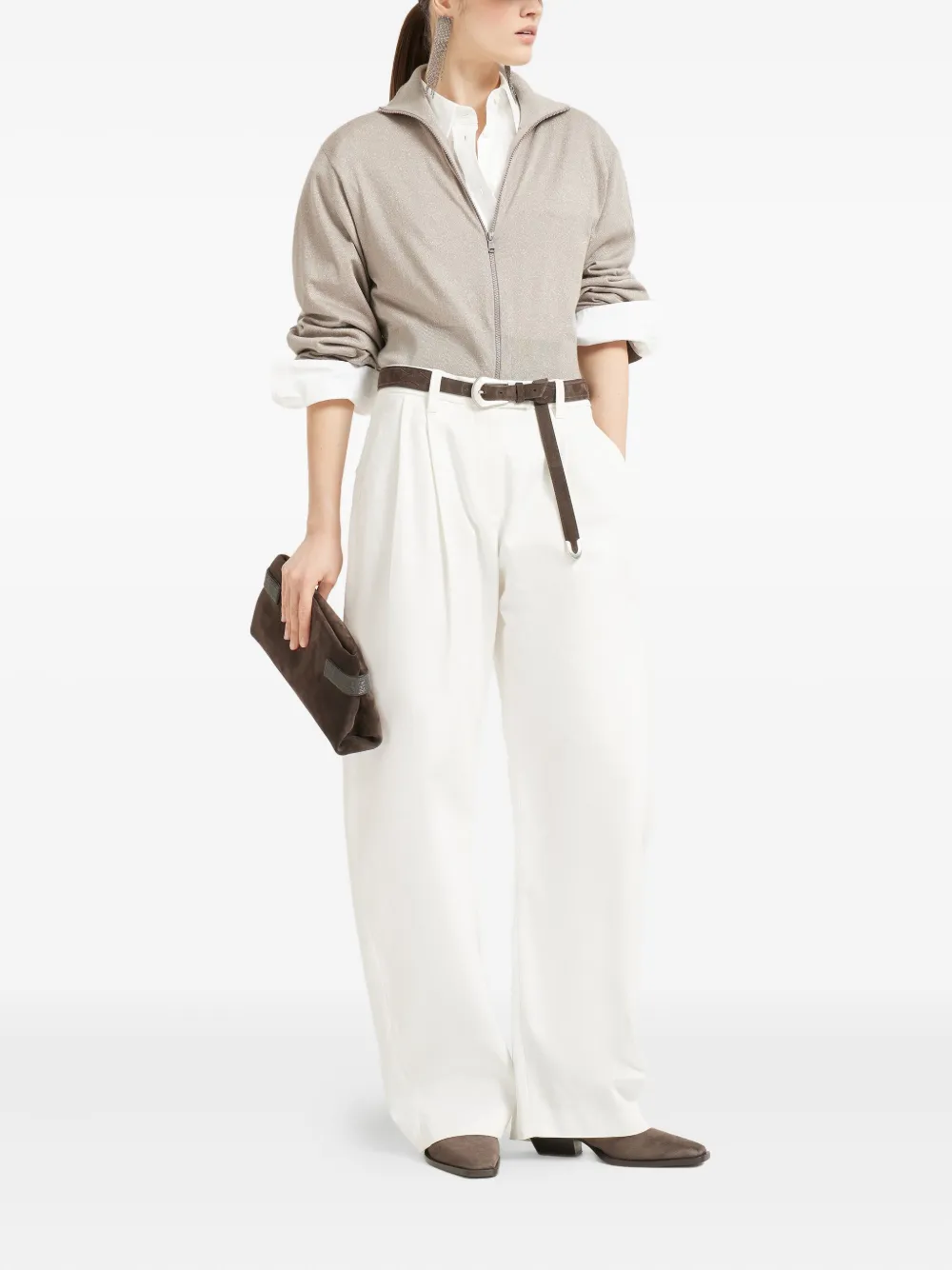 Brunello Cucinelli zip-front cardigan Beige