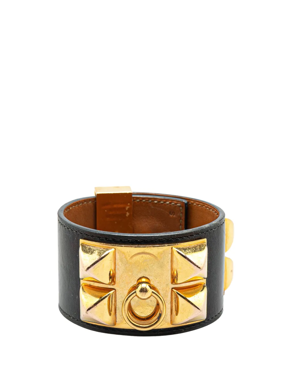 Hermès Pre-Owned 2016 Box Calf and Gold Plated Collier de Chien Bracelet S costume bracelet | Black | Image 1