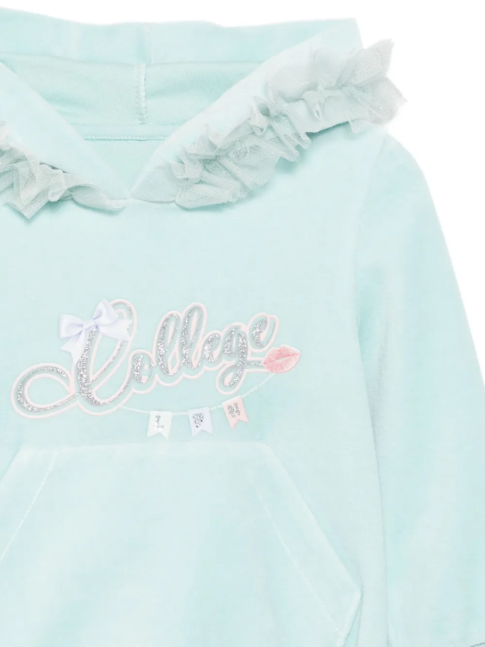 Lapin House Fluwelen jurk met ruches capuchon Blauw