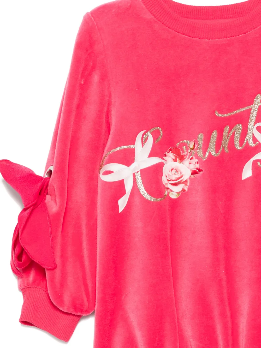 Lapin House Fluwelen jurk met strikdetail Roze