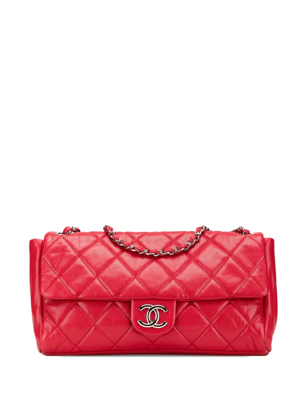 CHANEL Pre-Owned 2009-2010 Medium Glazed Caviar Nature Flap shoulder bag | Red | Image 1