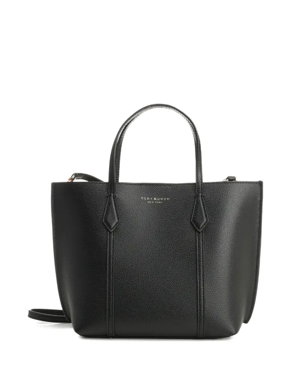 Tory Burch Small Perry Pebbled Leather Tote Bag | Black | FARFETCH