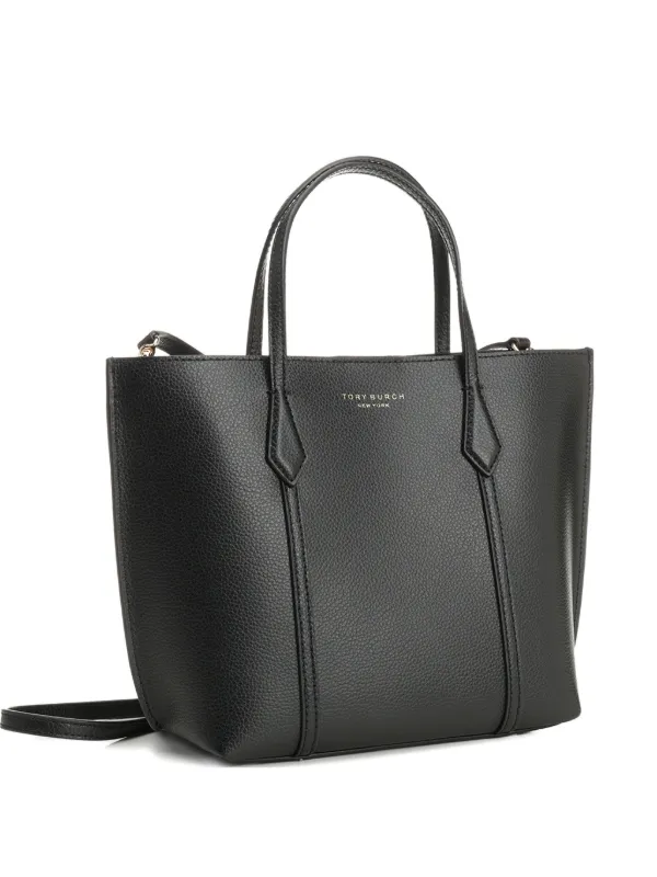 Tory Burch Small Perry Pebbled Leather Tote Bag | Black | FARFETCH