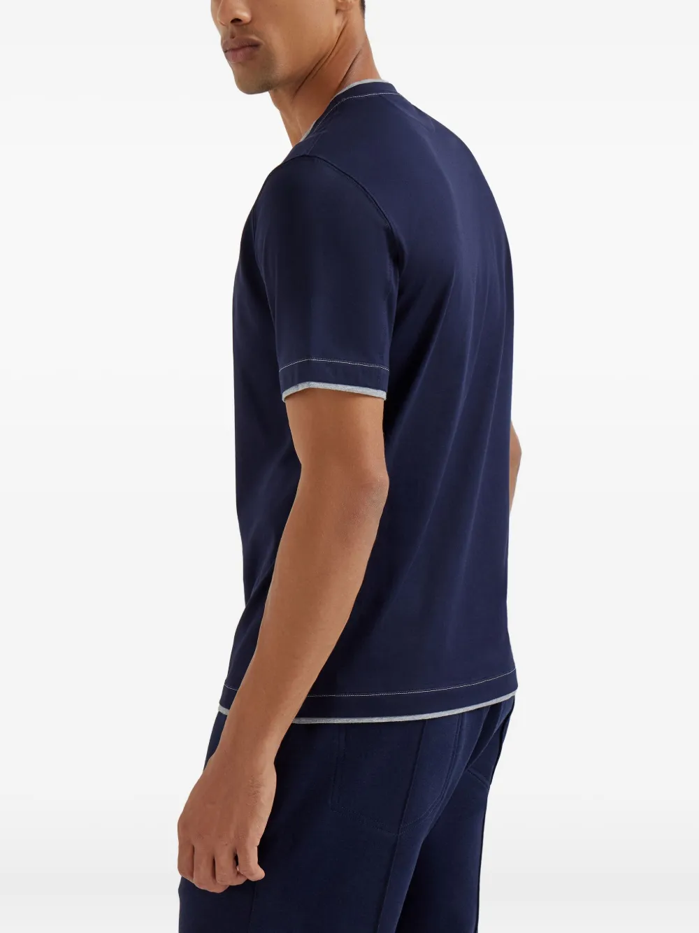 Brunello Cucinelli T-shirt met geborduurd logo Blauw