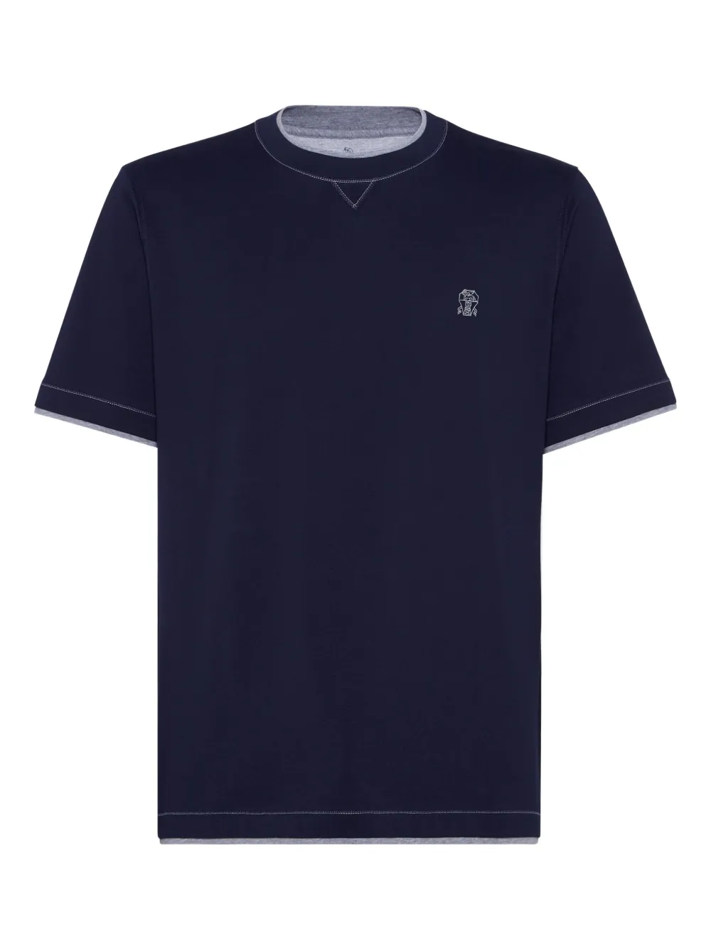 Brunello Cucinelli logo刺绣T恤 | 蓝色 | Image 1