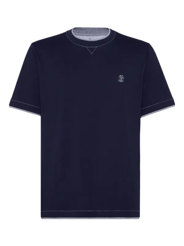 BRUNELLO CUCINELLI ライトブルー Tシャツ Brunello Cucinelli Cotton/Linen T-Shirt Light Blue at