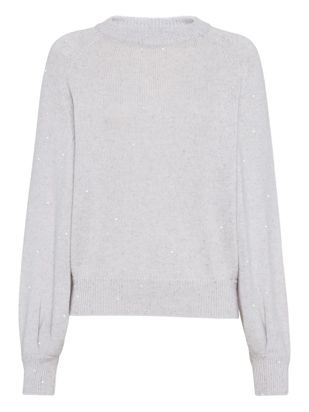 Brunello Cucinelli sequin-embellished crew-neck sweater Beige