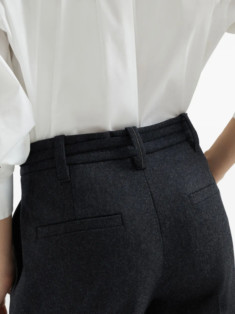 Brunello Cucinelli wool belted-trousers Grijs
