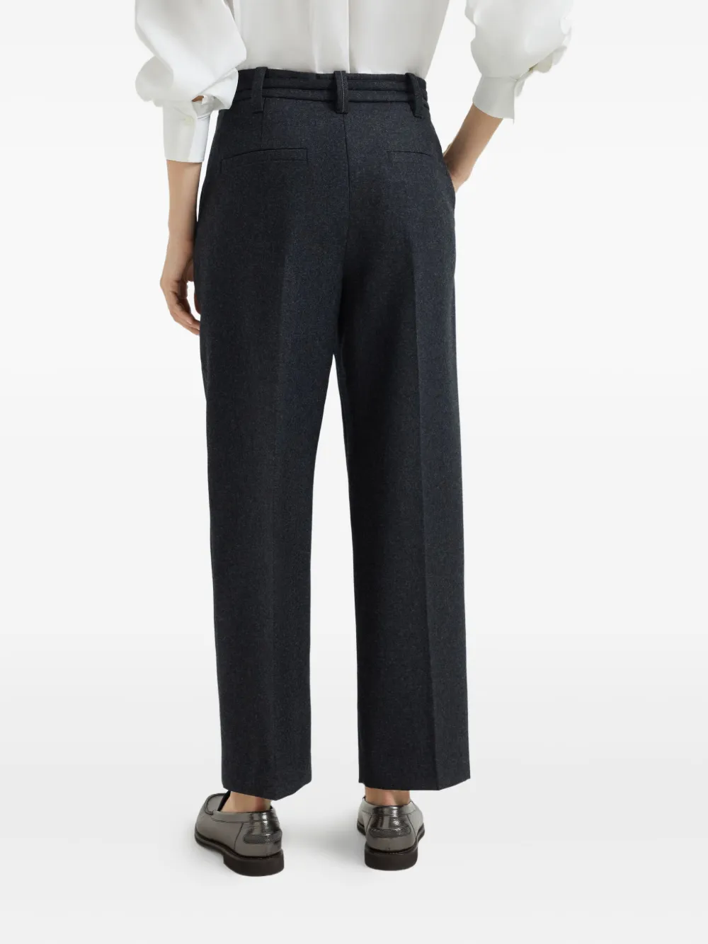 Brunello Cucinelli wool belted-trousers Grijs