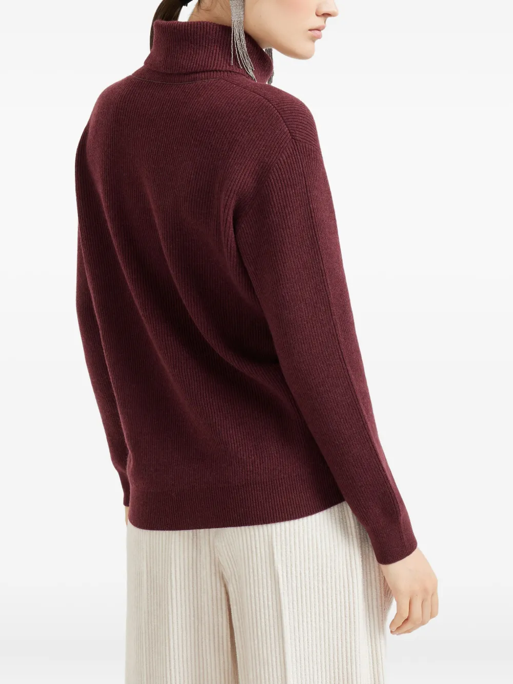 Brunello Cucinelli ribbed turtleneck sweater Rood
