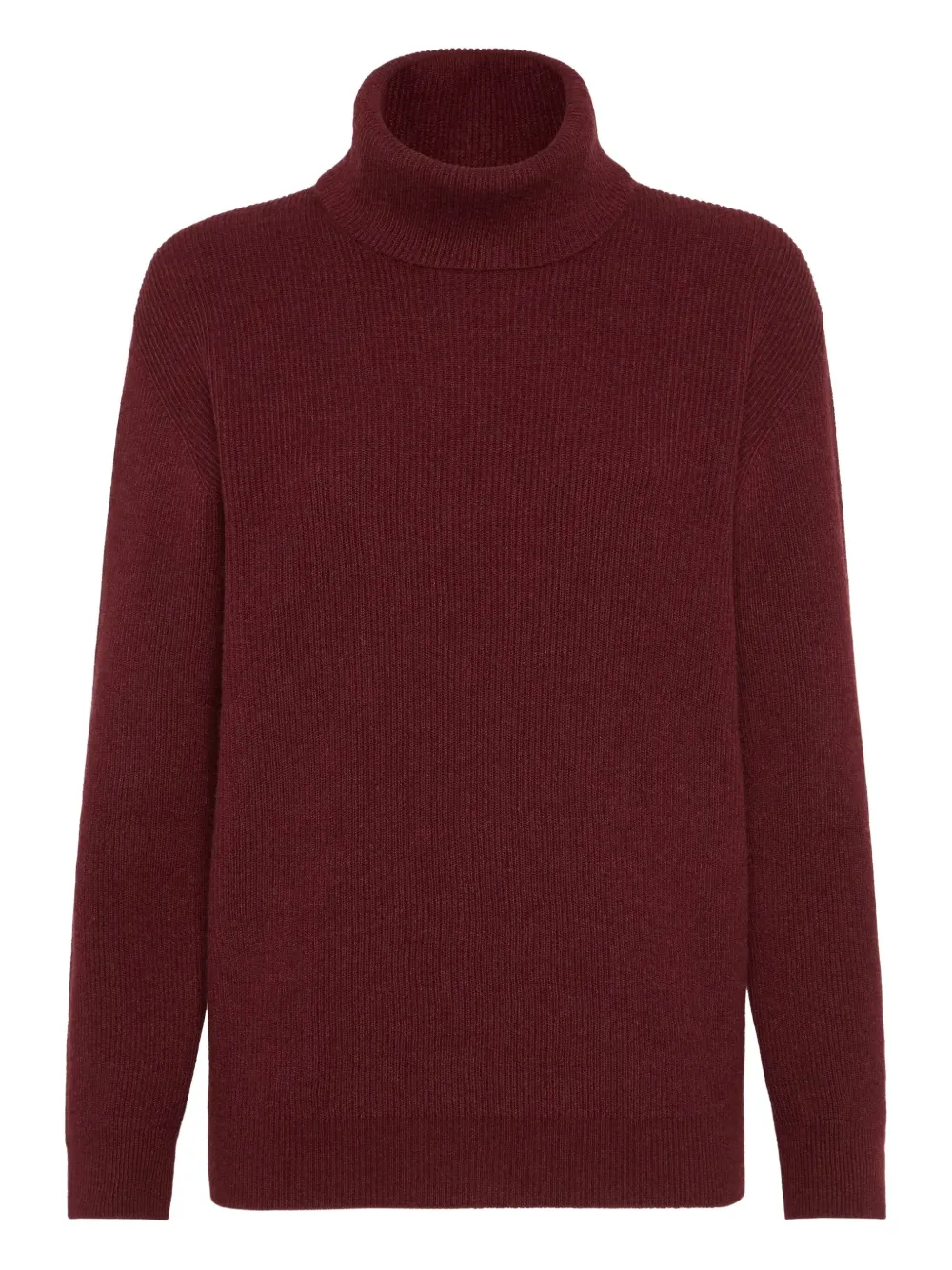 Brunello Cucinelli ribbed turtleneck sweater Rood