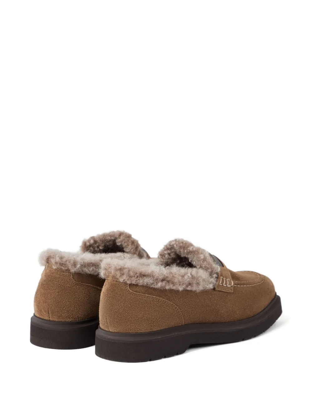 Brunello Cucinelli shearling-trimmed penny loafers Brown