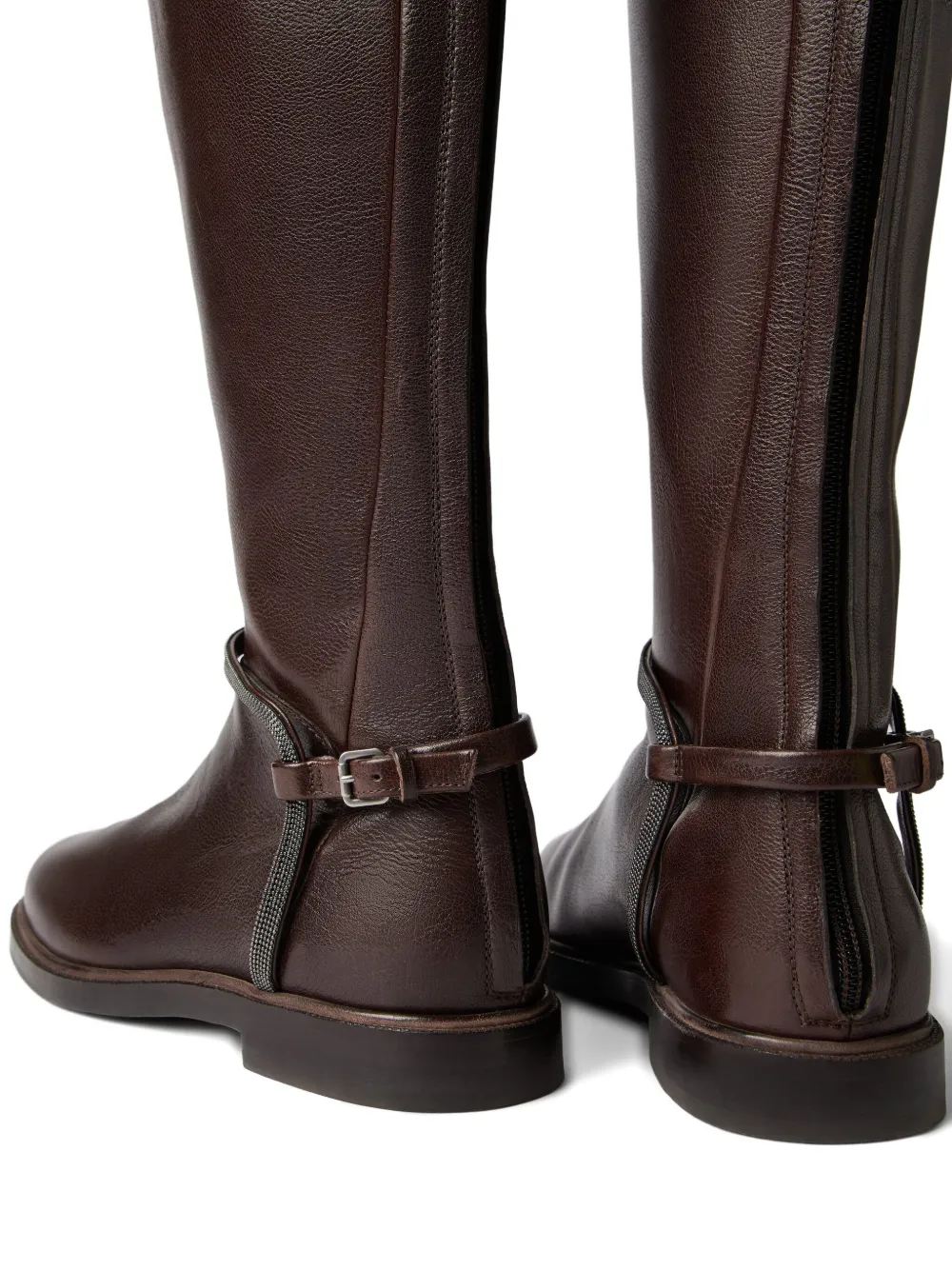 Brunello Cucinelli buckle-strap leather boots Brown